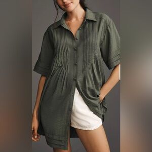 Pilcro Short-Sleeve Pintuck Tunic Shirt Dress Size S